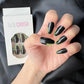 Glossy Black With Lime Green French Tips - NAILCRUSH®